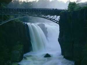 The bridge and the waterfalls of the Passaic river in Paterson, NJ