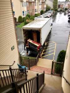 Movers loading a truck in one of the many Jersey City neighborhoods.