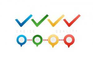 Choice vs. Quality - checkmarks in different colors.