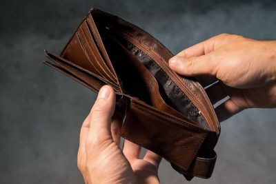 An empty wallet - a sign that you have to find ways to save money.