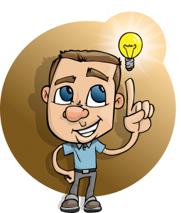 A drawing of a man and a light bulb next to his head